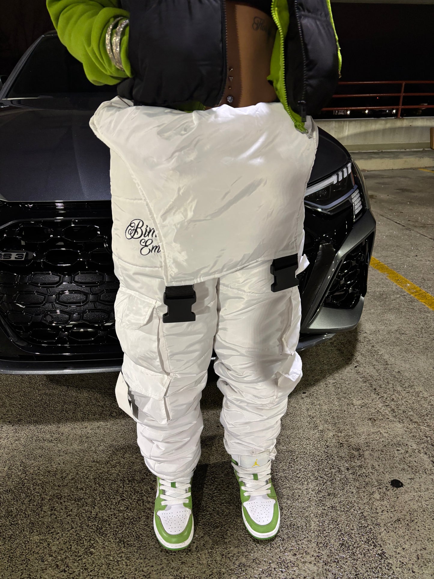 WHITE PUFFER OVERALLS