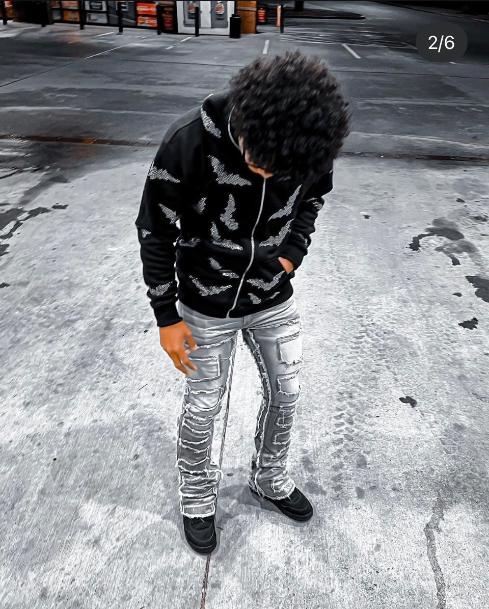 RHINESTONE BAT HOODIE(BLACK)